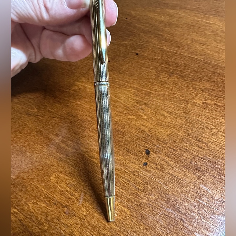 Parker Insignia Prestige Ballpoint Pen Gold Plated Ribbed Cicele Pattern - Picture 5 of 9